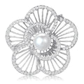 Alloy Pearl Rhinestone Flower Brooch Pin For Sweaters Coats And Suits view 2
