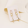 Elegant Korean Minimalist 3 Pair Set Irregular Enamel Studs With Gold Alloy Open Hoop Drop Earrings view 3