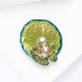 Enamel Alloy Frog Lotus Leaf Brooch Pin And Pendant Accessory view 4