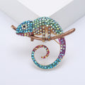 Alloy Enamel Chameleon Brooch With Rhinestones For Coat Decoration view 3