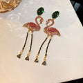 Alloy Rhinestone Animal Tassel Drop Earrings For Women Light Luxury OL Statement Style view 3