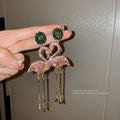 Alloy Rhinestone Animal Tassel Drop Earrings For Women Light Luxury OL Statement Style view 1