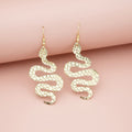 Vintage Copper Snake Drop Earrings For Women, Exaggerated Animal Serpent Geometric Statement Earrings view 2
