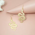 Vintage Copper Snake Drop Earrings For Women, Exaggerated Animal Serpent Geometric Statement Earrings view 4