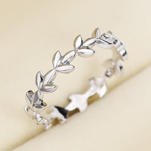 Fashion Rose Gold Vine Leaf Ring For Women Style Stackable Statement Finger Jewelry