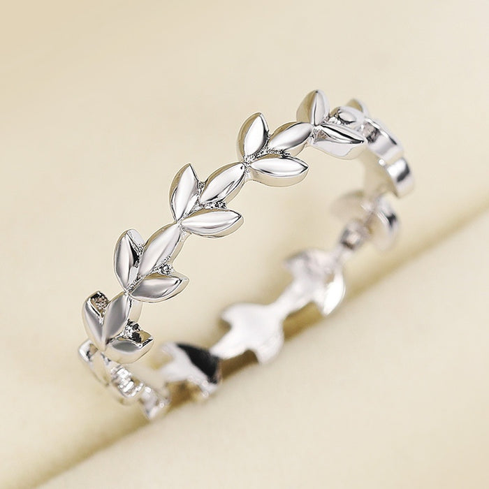 Fashion Rose Gold Vine Leaf Ring For Women Style Stackable Statement Finger Jewelry