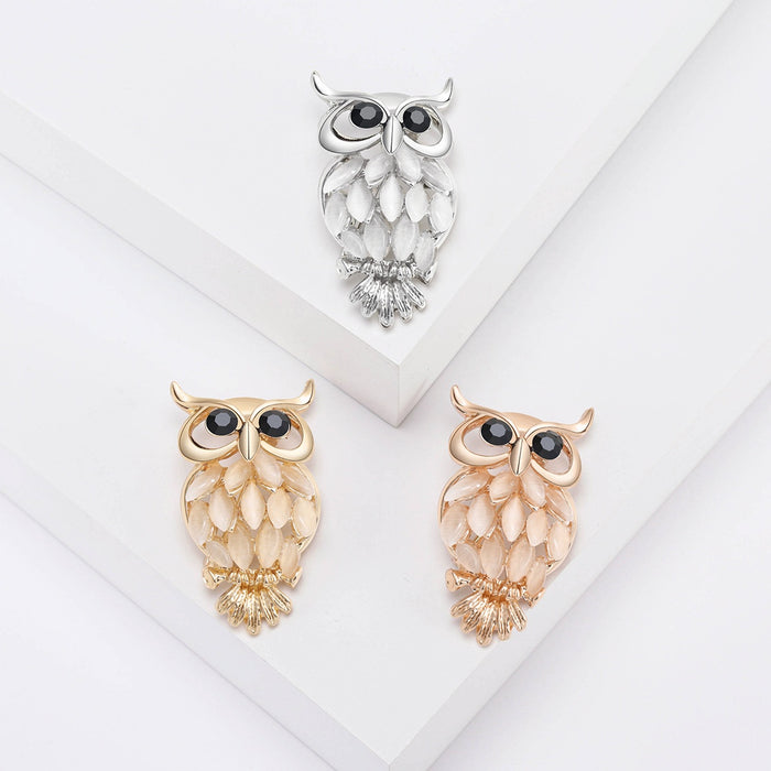 Alloy Owl Animal Brooch Pin For Fresh Women's Fashion Accessories