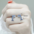 Sweet Blue Dolphin Stud Earrings For Women, Korean Japanese Simple Fresh Ear Jewelry view 5