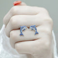 Sweet Blue Dolphin Stud Earrings For Women, Korean Japanese Simple Fresh Ear Jewelry view 3