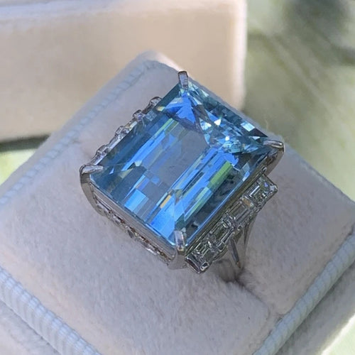 Luxury Oversized Blue Zircon Women's Engagement Ring Cross Border Fashion Jewelry