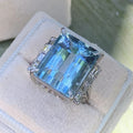 Luxury Oversized Blue Zircon Women's Engagement Ring Cross Border Fashion Jewelry view 1