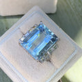 Luxury Oversized Blue Zircon Women's Engagement Ring Cross Border Fashion Jewelry view 3