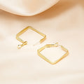 Vintage Gold Alloy Geometric Square Hoop Stud Earrings For Women European Style Statement Earrings view 2