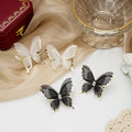 Elegant Korean Organza Butterfly Studs With Gold Alloy Trim And Rhinestone Center S925 Silver Pin Earrings view 1