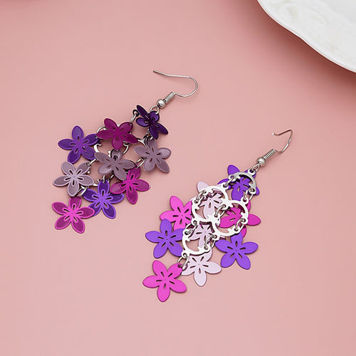 Colorful Stainless Steel Filigree Flower Butterfly Teardrop Fan Bohemian Ethnic Dangle Earrings