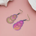 Colorful Stainless Steel Filigree Flower Butterfly Teardrop Fan Bohemian Ethnic Dangle Earrings view 4