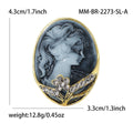Two Tone Alloy Rhinestone Lady Portrait Brooch Scarf Ring view 5