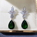 Three Leaf Flower AAA Zircon Dangle Earrings European Style Bridal Jewelry Accessories view 4