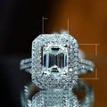 Realistic Rectangular Cubic Zirconia Engagement Ring For Women, Romantic Proposal Jewelry Gift view 3