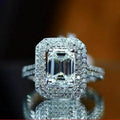 Realistic Rectangular Cubic Zirconia Engagement Ring For Women, Romantic Proposal Jewelry Gift view 1
