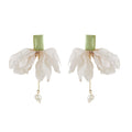 Korean Style Organza Fabric Long Drop Earrings With Silver Pins Irregular Geometric Light Luxury Jewelry view 5