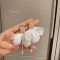 Korean Style Organza Fabric Long Drop Earrings With Silver Pins Irregular Geometric Light Luxury Jewelry view 3