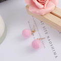 Soft Fuzzy Pom Pom Small Stud Earrings in Five Colors view 7