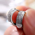 Round Hoop Earrings With Sparkling Cubic Zirconia, Minimalist Fashion Couple Ear Jewelry view 2