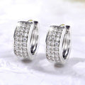 Round Hoop Earrings With Sparkling Cubic Zirconia, Minimalist Fashion Couple Ear Jewelry view 4