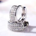 Round Hoop Earrings With Sparkling Cubic Zirconia, Minimalist Fashion Couple Ear Jewelry view 3