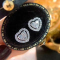 Micro Pave AAA Zircon Heart Stud Earrings For Women Sparkling Birthday Gift Ear Jewelry view 3