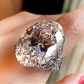 Oversized Oval Cubic Zirconia Women Ring Simple Elegant Butterfly Finger Ring Hand Jewelry Accessory view 3