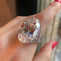 Oversized Oval Cubic Zirconia Women Ring Simple Elegant Butterfly Finger Ring Hand Jewelry Accessory view 4