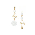 Elegant Asymmetric Rose Pearl Drop Earrings With Hollow Rhinestone Butterfly Alloy Flower Earrings view 5