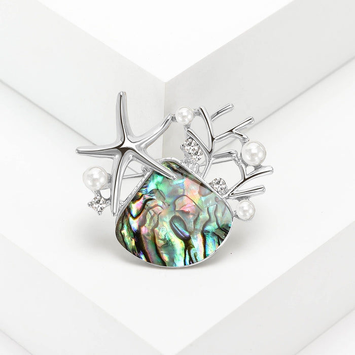 Alloy Abalone Shell Starfish Brooch Pin For Unisex Apparel