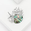 Alloy Abalone Shell Starfish Brooch Pin For Unisex Apparel view 2