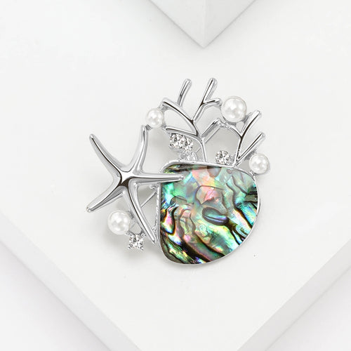 Alloy Abalone Shell Starfish Brooch Pin For Unisex Apparel