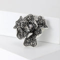 Alloy Black Flower Rhinestone Brooch Pin For Cardigans And Lapels view 2