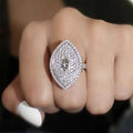 Vintage Marquise Cubic Zirconia Ring, Creative Statement Finger Jewelry For Trendy Women view 1