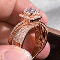 Rose Gold Luxury Wide Band Ring With Full Pave Stones, Sparkling Business Party Jewelry view 3