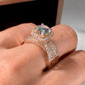 Rose Gold Luxury Wide Band Ring With Full Pave Stones, Sparkling Business Party Jewelry view 4