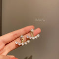 Korean Style Alloy Heart Crescent Zircon Stud Earrings With Silver Pins Two Way Design view 2