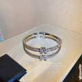 Korean Style Geometric Rhinestone Alloy Bangle With Roman Circle Design For Women view 4