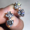 Luxury Inlaid Heart Zircon Drop Earrings For Women, Elegant Fashion Dangle Jewelry view 4