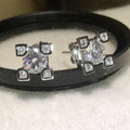 Creative Unique Shape Crystal Stud Earrings, Fine Eight Hearts Eight Arrows Zircon Earrings view 2