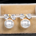 Cute Bow Faux Pearl Stud Earrings For Women, Fashion Elegant Short Ear Jewelry Accessories view 2