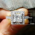 European Square Hip Hop Sparkling Zircon Ring, Classic Wedding Band Gift Jewelry view 3