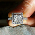 European Square Hip Hop Sparkling Zircon Ring, Classic Wedding Band Gift Jewelry view 1