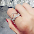 Korean Style Women's Crown Ring With Double Layer Micro Pave Zircon Curved V Index Finger Band view 5