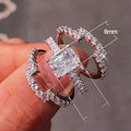 Fashion OL Full Zircon Three Piece Ring Set For Women Luxury Anniversary Celebration Jewelry view 4
